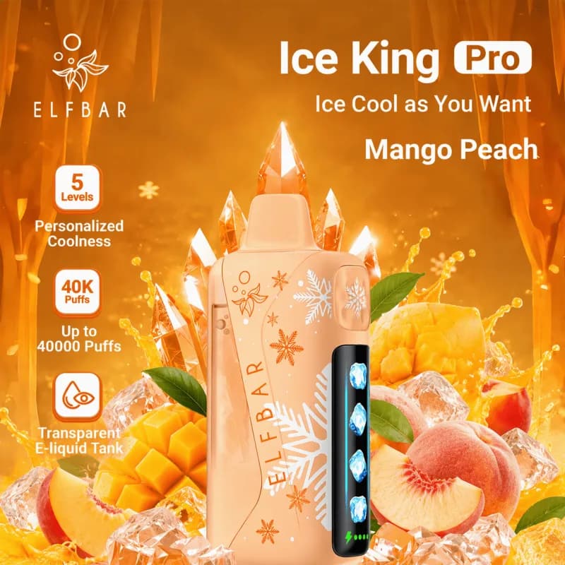 Peach Mango Elf Bar Ice King Pro 40000 Puffs - VapeSoko